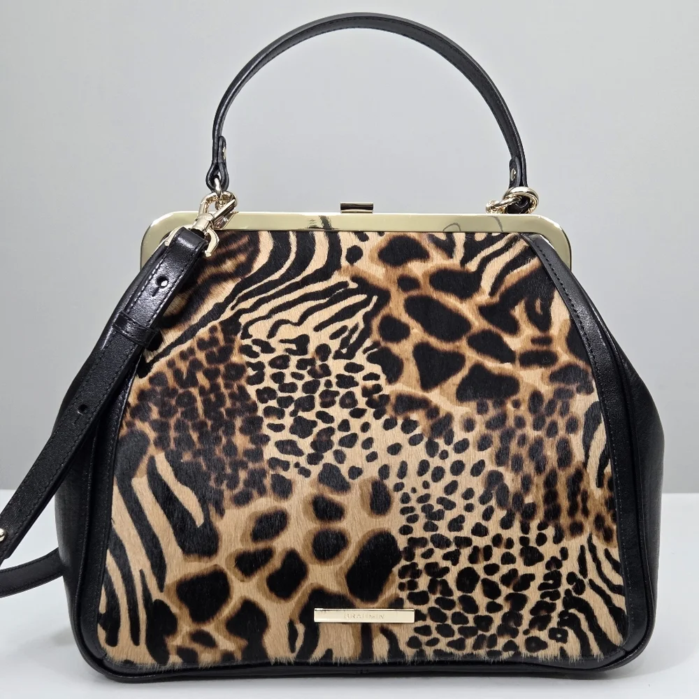 LIKE NEW BRAHMIN EMMY SATCHEL BAG - NATURAL FONTELLA